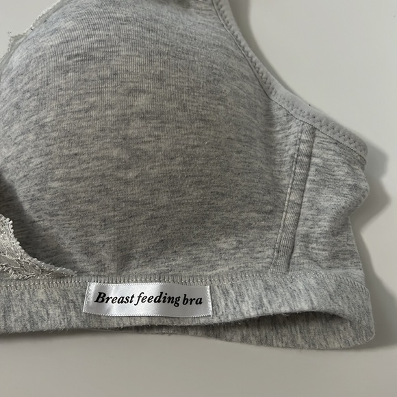 Maternity/Nursing Lave Trim Bra-Gray | Medium - Picture 5 of 15